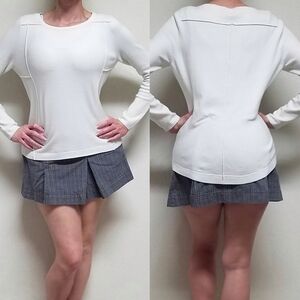 French Connection Pearl Off-White Baby Soft Crewneck Hi-low Jumper Sweater L